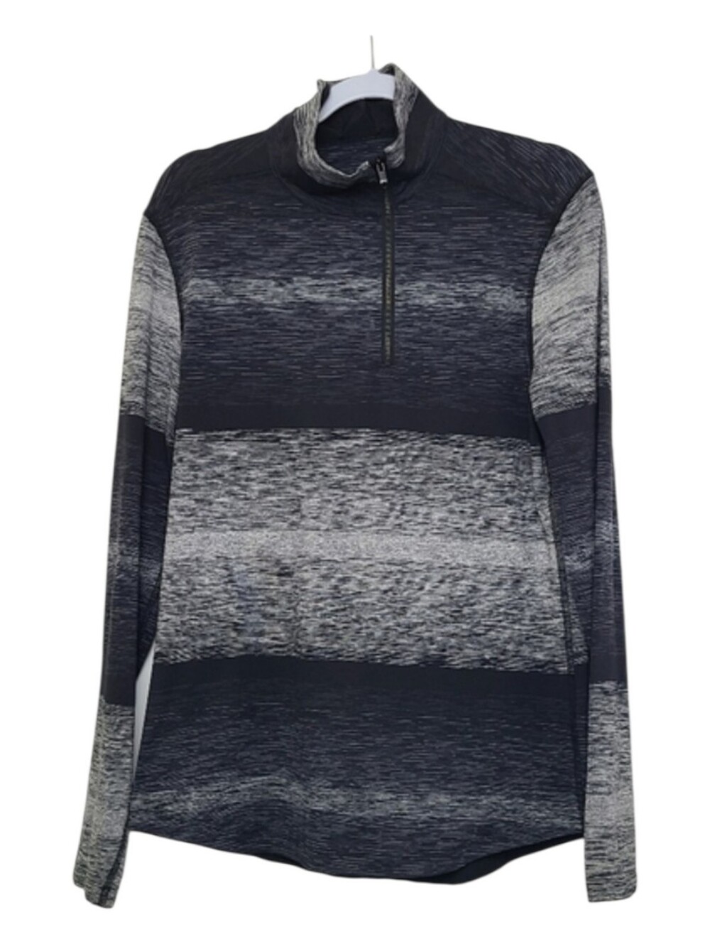 Lululemon Speed 1/2 Zip Pullover Universal Stripe Black Soot Activewear Casual